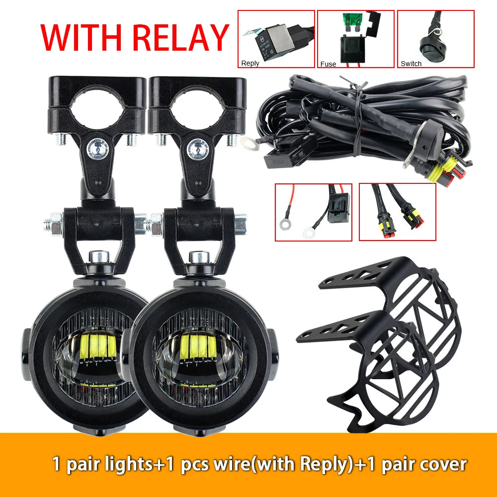 Motorcycle LED Fog Lights 40W 6000K Auxiliary Driving Lights for BMW R1200GS F800GS F700GS F650