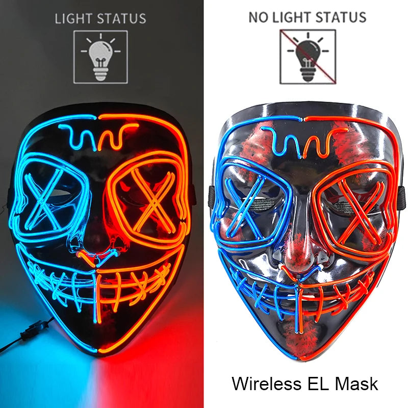 LED Purge Mask – Neon Glow Halloween Cosplay Mask