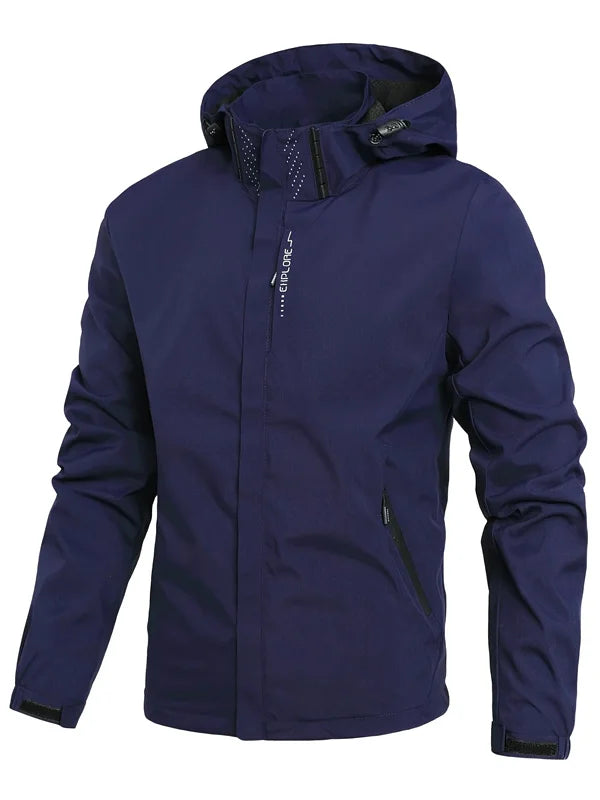 Men's Waterproof Hooded Rain Jacket – Lightweight Windproof Outdoor Raincoat