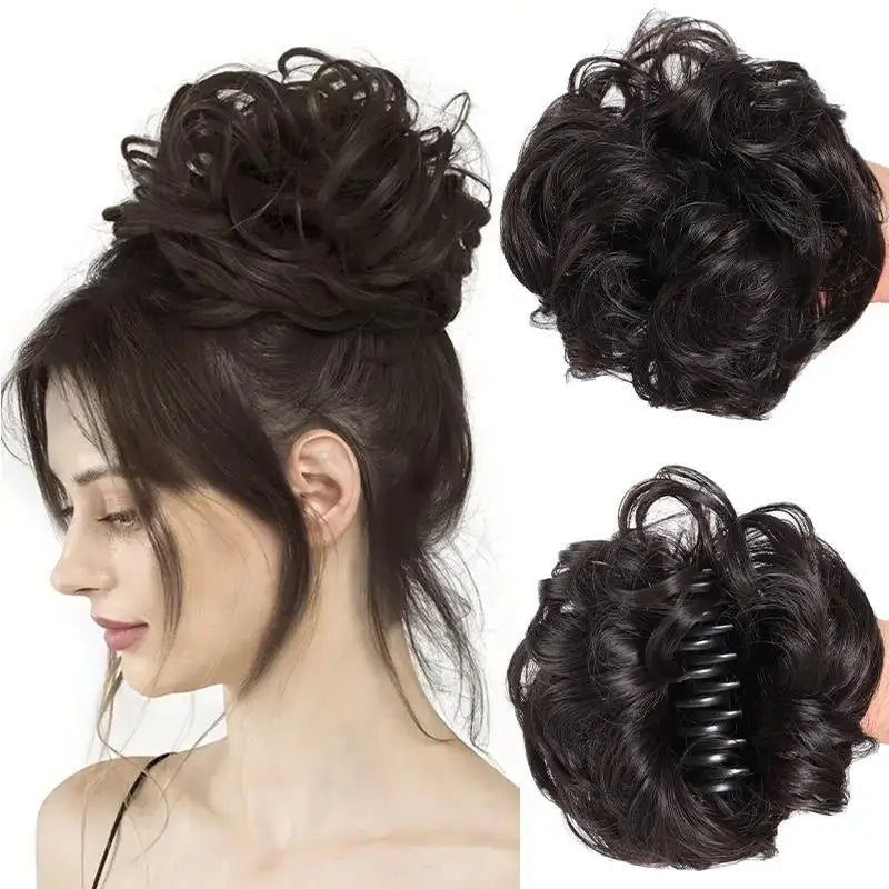 Claw Clip Messy Bun Hair Piece Curly Wavy Synthetic Updo Extension