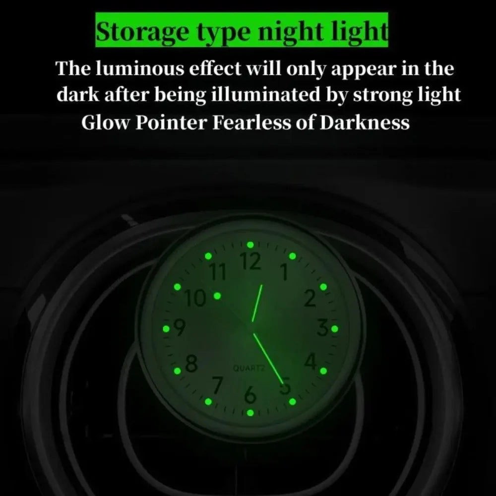 Car Dashboard Clock Mini Quartz Analog Stick-On Glow Watch