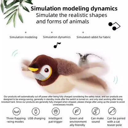 Interactive Bird Cat Toy – Chirping, Flapping & USB Rechargeable