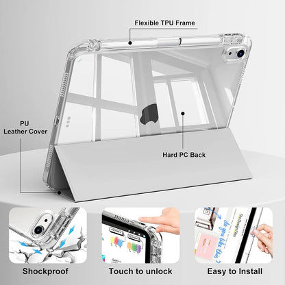 iPad Case Clear Back Smart Folio with Auto Wake/Sleep