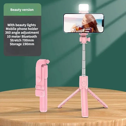 Mini Selfie Stick Tripod with LED Fill Light & Bluetooth Remote