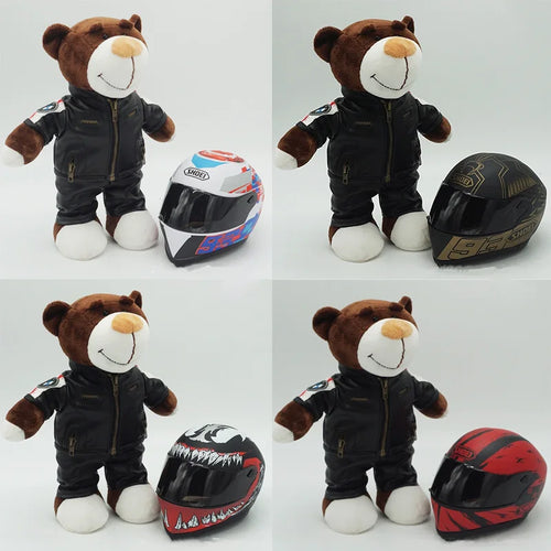 Motorcycle Helmet Teddy Bear Plush Toy – Kawaii Biker Bear Stuffed Animal Gift