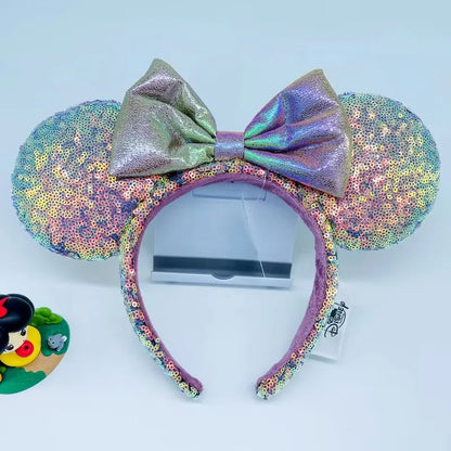 Minnie Mouse Sequin Ears Headband with Bow – Disney Park Style