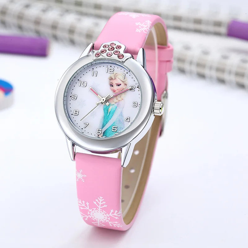 Frozen Elsa Kids Watch – Girls Cartoon Leather Strap Wristwatch