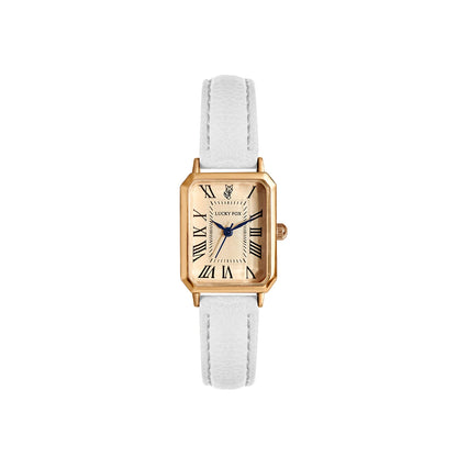 Women's Square Dial Quartz Watch with Leather Strap
