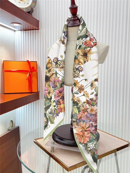 Luxury Silk Square Scarf Women Floral Paisley Print 90cm