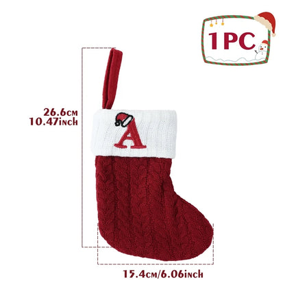 Christmas Alphabet Knit Stocking Ornament – 26 Letters