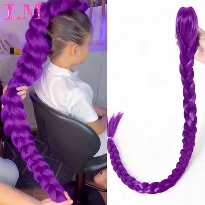 Jumbo Braid Ponytail Hair Extension 32 Inch – Synthetic Long Braiding Hair for Cosplay & Party