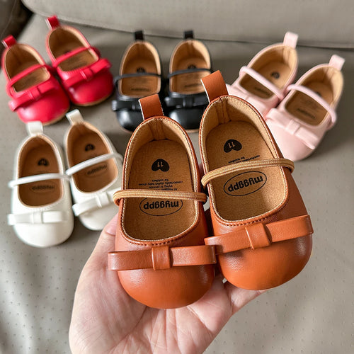 Baby Girls Leather Mary Jane Shoes – Anti-Slip Toddler First Walkers