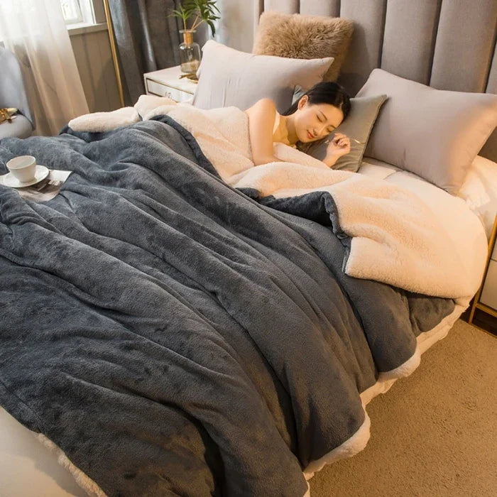 Winter Throw Blanket Double-Sided Sherpa Fleece Warm Bed Blanket