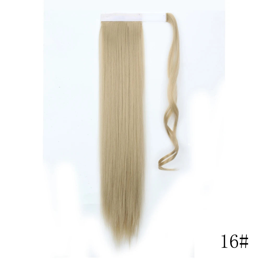 Wrap Around Ponytail Extension Synthetic Straight Hair 22-34 Inch