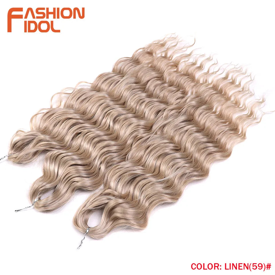 Deep Wave Braiding Hair Extensions 24 Inch – Synthetic Water Wave Crochet Hair
