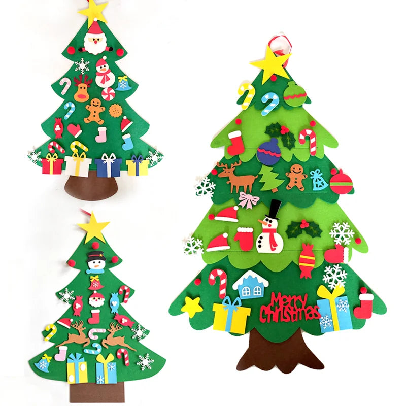 DIY Felt Christmas Tree for Kids – 32pcs Ornaments & LED Lights