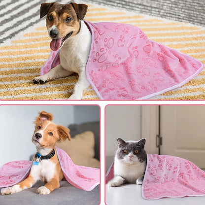 Soft Fluffy Paw Print Pet Blanket for Dogs and Cats