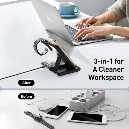 3 in 1 Foldable Wireless Charging Stand with Night Light