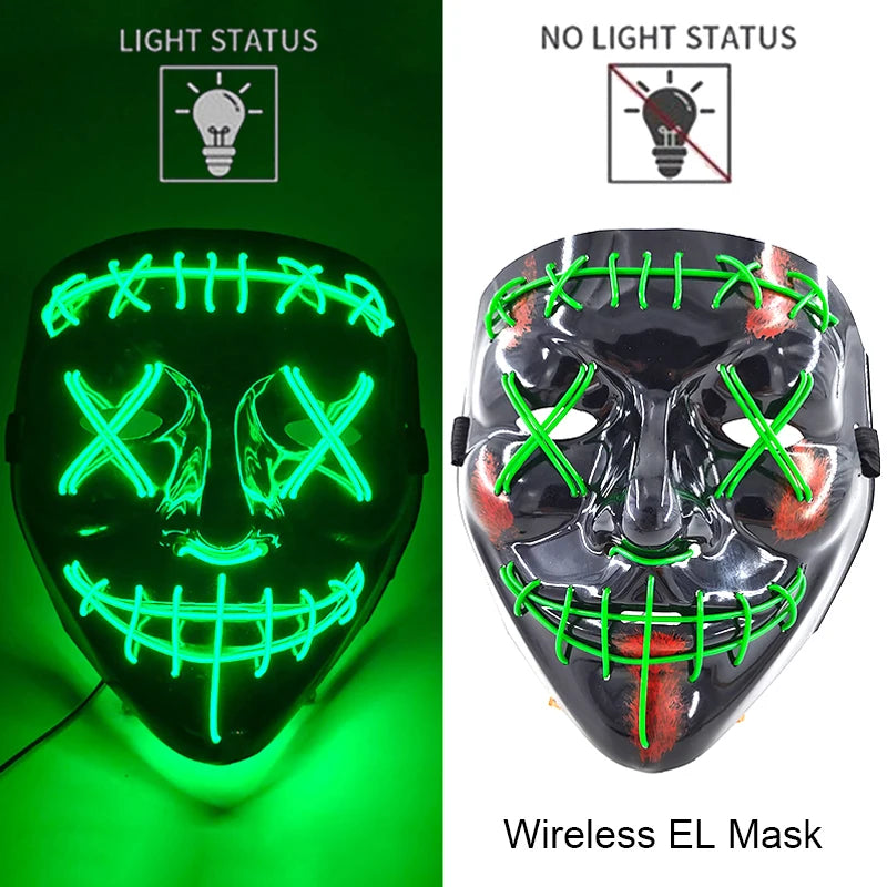LED Purge Mask – Neon Glow Halloween Cosplay Mask
