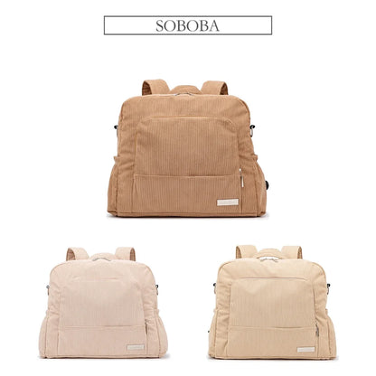 Diaper Backpack Large Capacity Corduroy Mom Bag