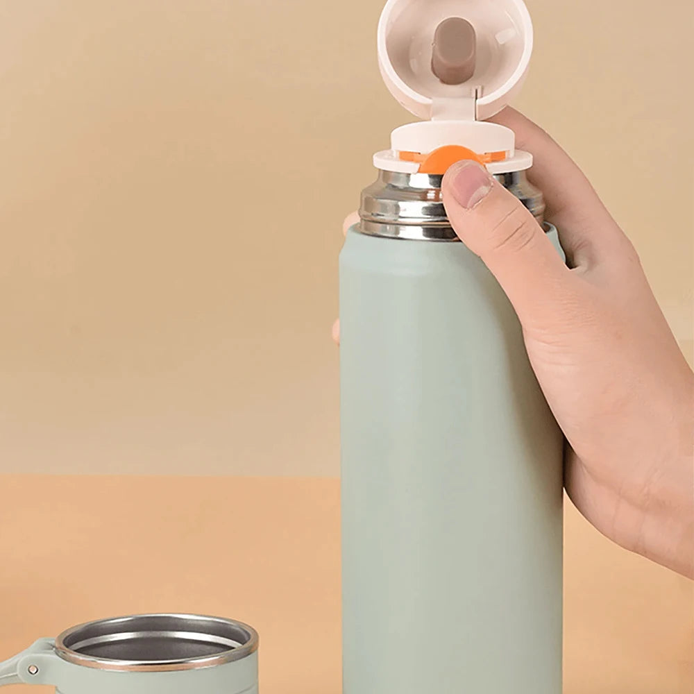 Vacuum Insulated Thermos Bottle – Stainless Steel Travel Water Bottle with Handle