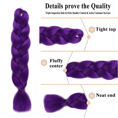 Purple Braided Clip-In Ponytail Hair Extension 26 Inch – Long Hairpiece for Kids & Cosplay