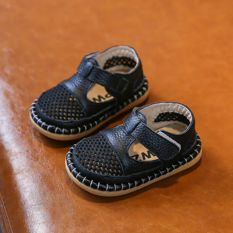 Genuine Leather Baby Sandals Soft Sole Anti-Collision Toddler Shoes