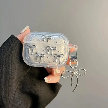 Silver Bow Clear AirPods Case with Bow Pendant