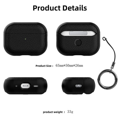 AirPods Case Leather Pattern TPU Cover with Keychain