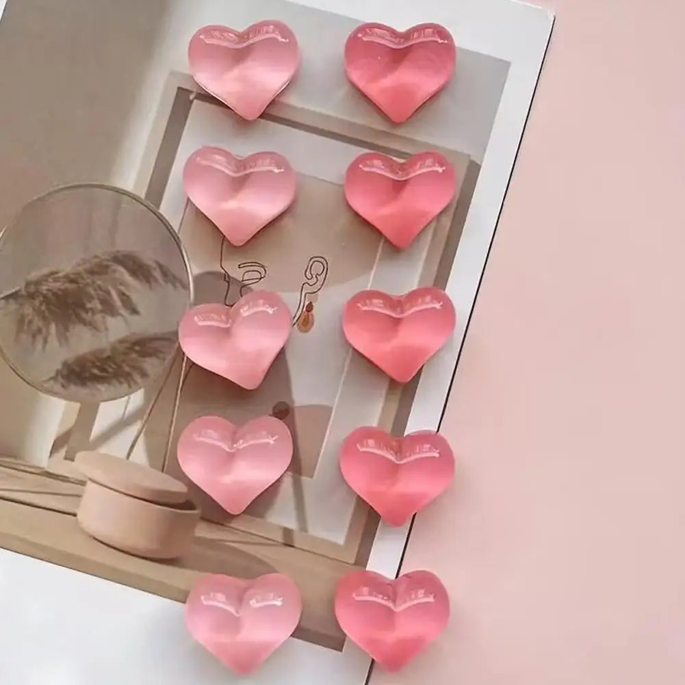 Heart-Shaped Resin Fridge Magnets – Set of 10