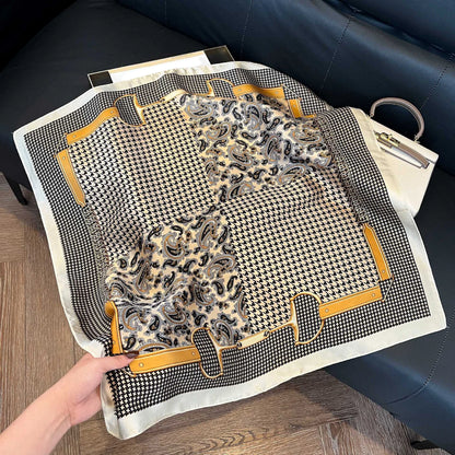 Faux Silk Square Scarf – Elegant Printed Shawl for Women