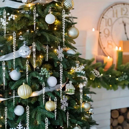 Crystal Clear Acrylic Icicle Christmas Tree Ornaments