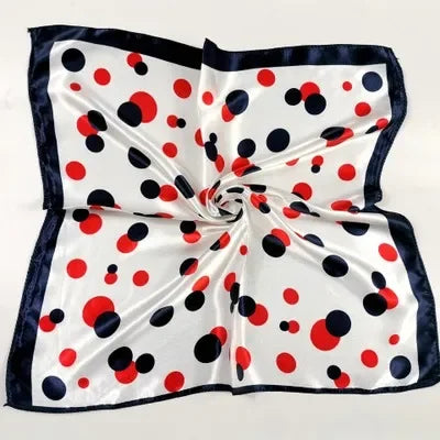 Women's Printed Square Head Scarf – 50x50cm Silk-Feel Kerchief