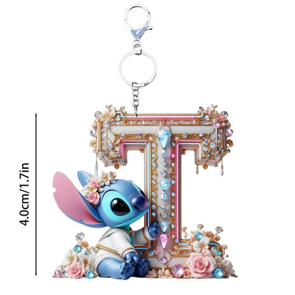 Stitch Letter Keychain – Acrylic Initial Pendant A–Z