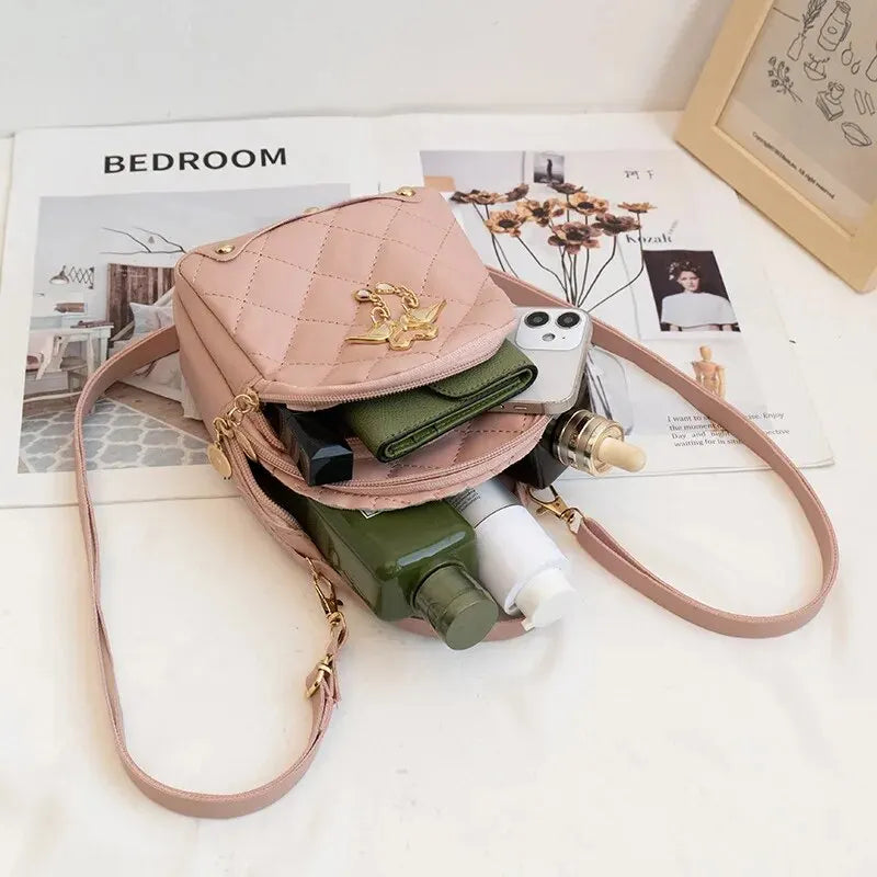 Mini Quilted Crossbody Bag for Women with Swan Charm