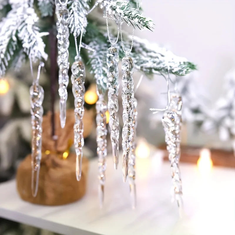 Crystal Clear Acrylic Icicle Christmas Tree Ornaments