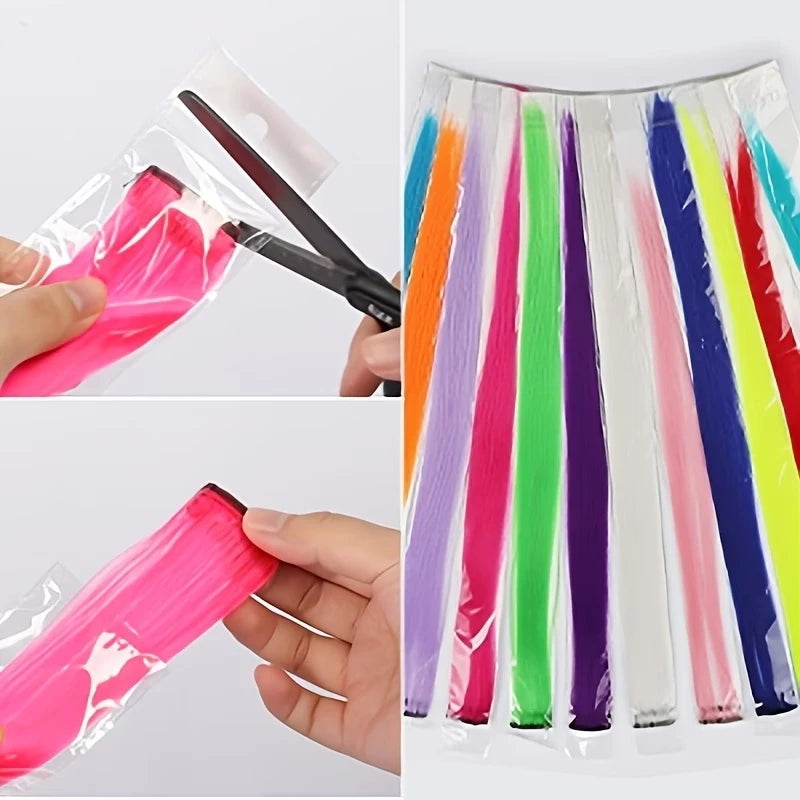 Colorful Clip-In Hair Extensions 5pcs Straight Synthetic 20 Inch