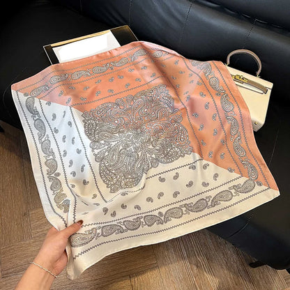 Faux Silk Square Scarf – Elegant Printed Shawl for Women