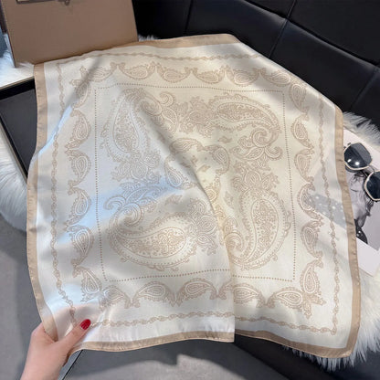 Paisley Print Silk Square Scarf for Women – 70x70cm