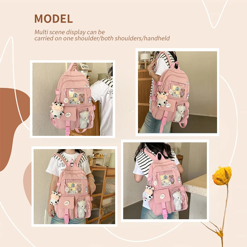 Cute Nylon Backpack for Girls & Teen Students