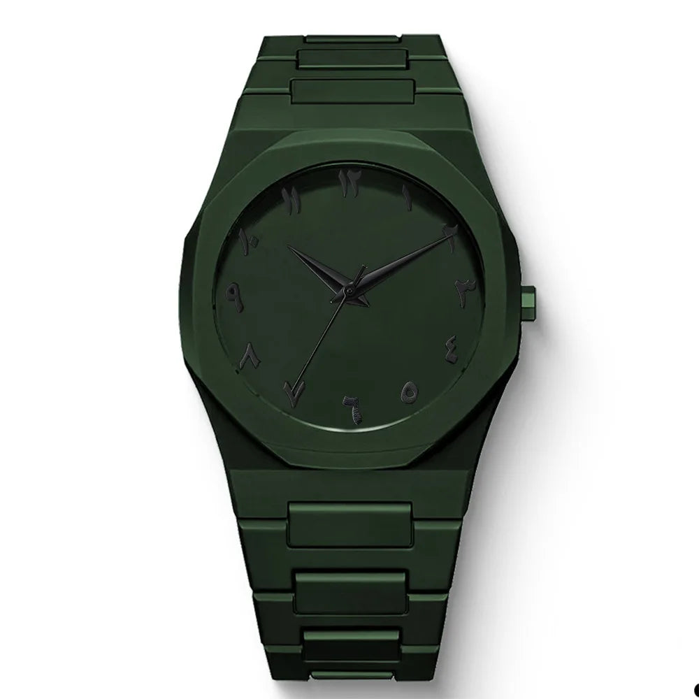 Men's Quartz Watch – Arabic Numeral Dial Steel Band