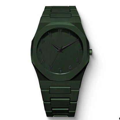 Men's Quartz Watch – Arabic Numeral Dial Steel Band