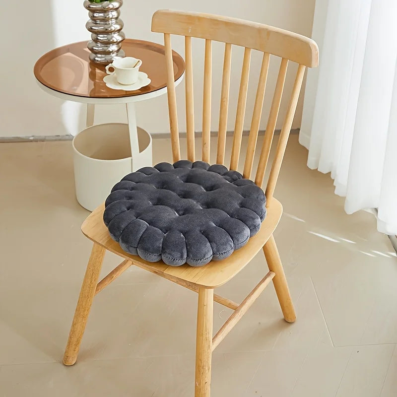 Biscuit Plush Chair Seat Cushion – Soft Tufted Seat Pad