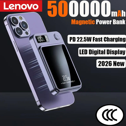 Lenovo Magnetic Wireless Power Bank 22.5W Fast Charging 50000–200000mAh