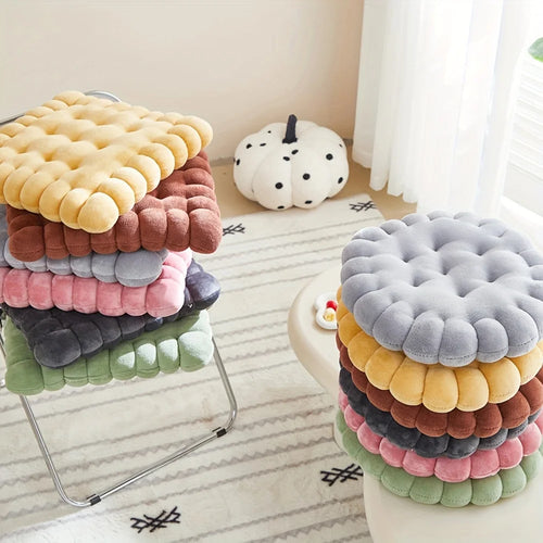 Biscuit Plush Chair Seat Cushion – Soft Tufted Seat Pad