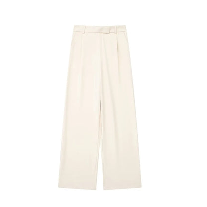 Women's High Waist Wide Leg Trousers with Front Zipper