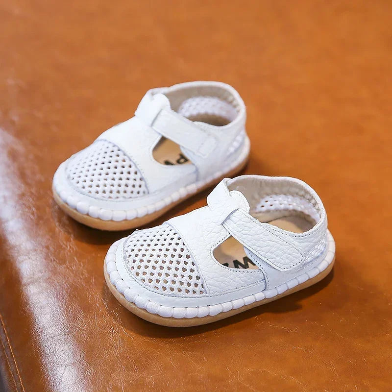 Genuine Leather Baby Sandals Soft Sole Anti-Collision Toddler Shoes