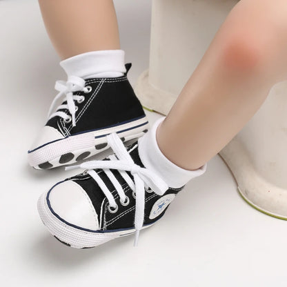 Baby Canvas High-Top Sneakers – Anti-Slip Infant First Walker Shoes