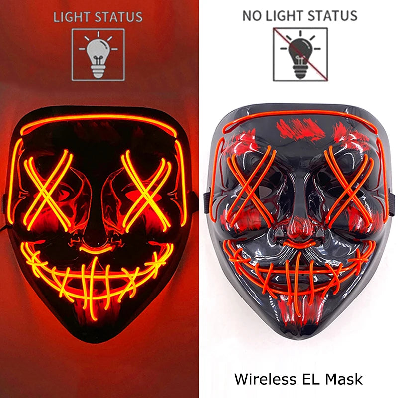 LED Purge Mask – Neon Glow Halloween Cosplay Mask