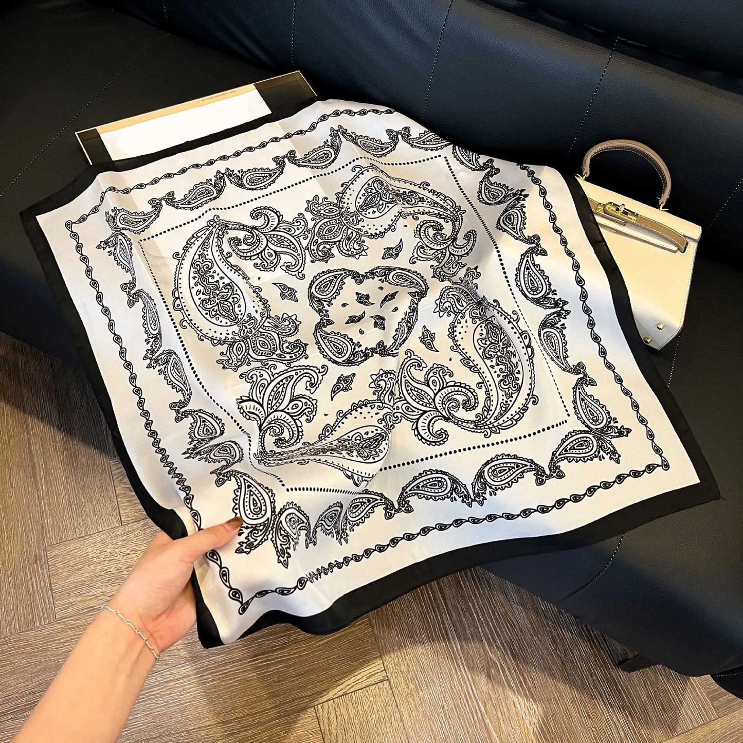 Faux Silk Square Scarf – Elegant Printed Shawl for Women
